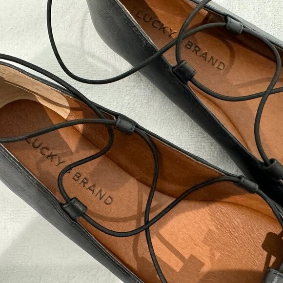 LUCKY BRAND Black Leather Ballet Flats - Size 6 - NEW! - Picture 2 of 7
